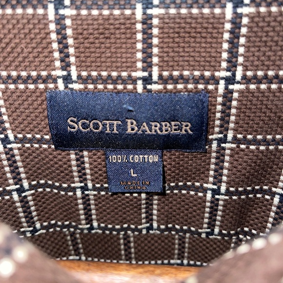 scott barber shirt large Long Sleeve Button Up 100% Linen Plaid - Picture 3 of 5